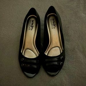 Black peep toe heels